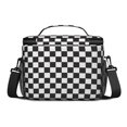 thumbnail image 3 of Black and White Checkered Pattern Insulated Lunch Box for Women Men, Medium Leakproof Cooler Bag with Adjustable Strap, 10"x6.7"x8", 3 of 6