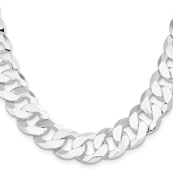 Diamond2Deal 925 Sterling Silver 16mm Flat Curb Chain Necklace for Men 20"