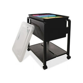 Folding Mobile File Cart, Plastic, 1 Shelf, 1 Bin, 14.5 Folding Mobile File Cart, Plastic, 1 Shelf, 1 Bin, 14.5