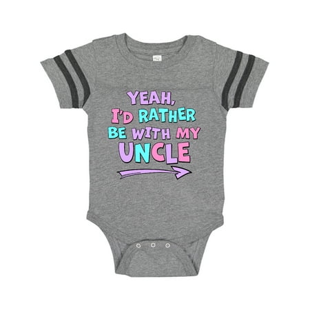 

Inktastic Yeah I d Rather be with My Uncle in Pink Blue and Purple Gift Baby Boy or Baby Girl Bodysuit