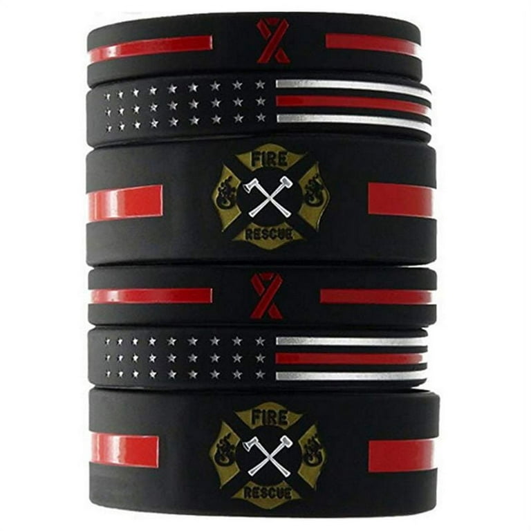 Thin Red Line 343 Silicone Bracelet - Thin Blue Line USA 6 Pack / Small- 7 inch