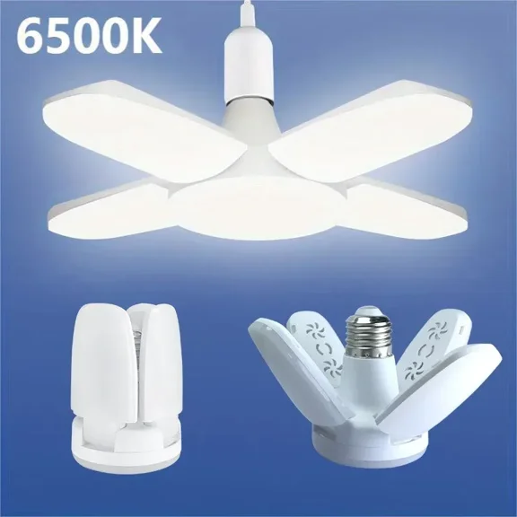 LED Bulb 120V 28W Foldable Angle Adjustable Cold White 6500K No Flicker Superbright Lamp for Warehouse Garage Shopping Mall Lighting