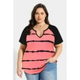 thumbnail image 3 of CASSIE LIZ Womens Tops Plus Size Summer Shirts Pink Striped V Neck Fashion Short Sleeve Tee Loose Fit Tunics Spring Blouses Casual Pullover XL 14W 16W, 3 of 3
