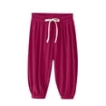 thumbnail image 2 of Ahuyic Solid Color Drawstring Girls Full Length Pants Mosquito Repellent 1-15Y, 2 of 3