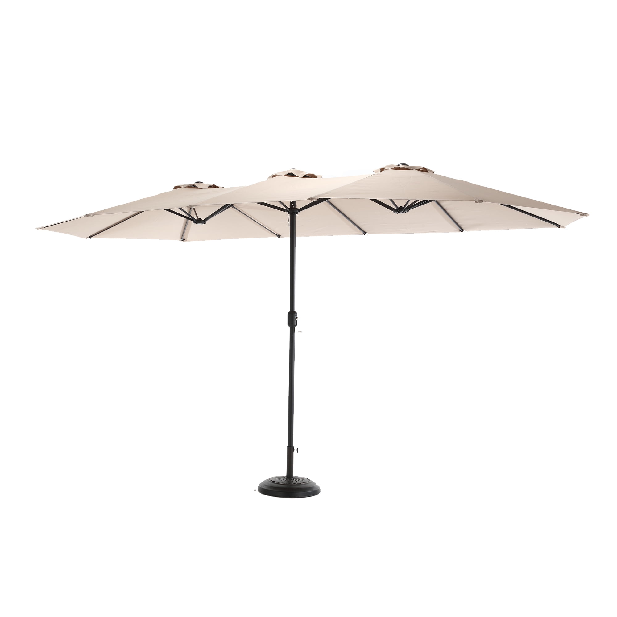 Double Sided Rectangular Outdoor Umbrella 14.8-Foot with Crank, Large Patio Umbrella for Garden and Poolside, Khaki