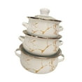 thumbnail image 4 of GROWTH TANK 3 Pieces Enamel Cookware Set Stockpot for Bridal Shower Kitchen Housewarming, 4 of 9