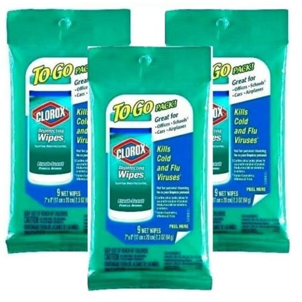 CLOROX Disinfecting Wipes To Go 27 Wet Wipes In 3 Packs Fresh Scent
