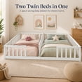 thumbnail image 4 of Miniyam Double Twin Floor Bed for Kids, Wood Bed Frame with Guardrails, Low Profile Design, White, 4 of 8