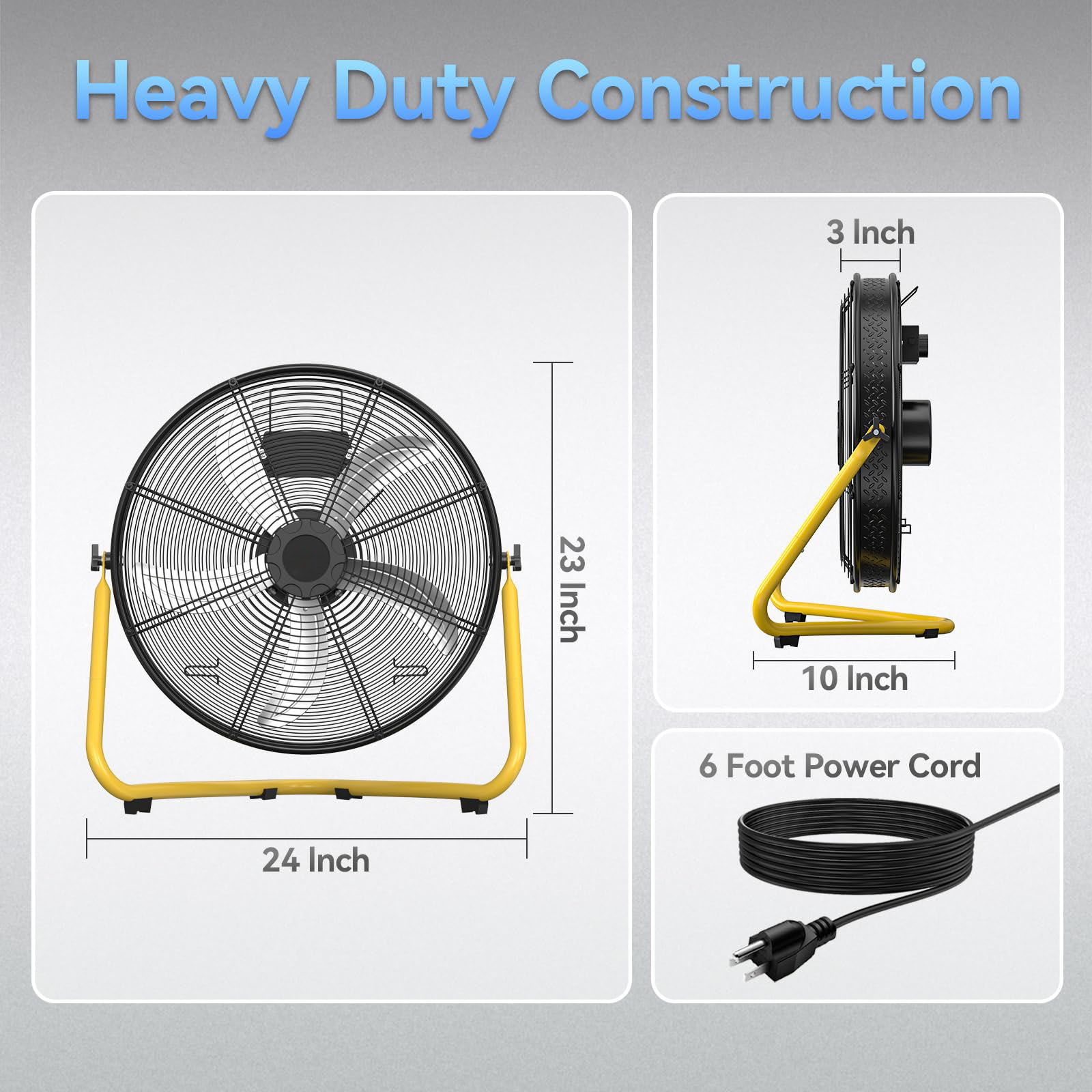 20" Industrial Drum Fans, 3-Speed Professional Outdoor Fan, Without Metal Wheels, for Commercial, Factory and Garage, UL Listed