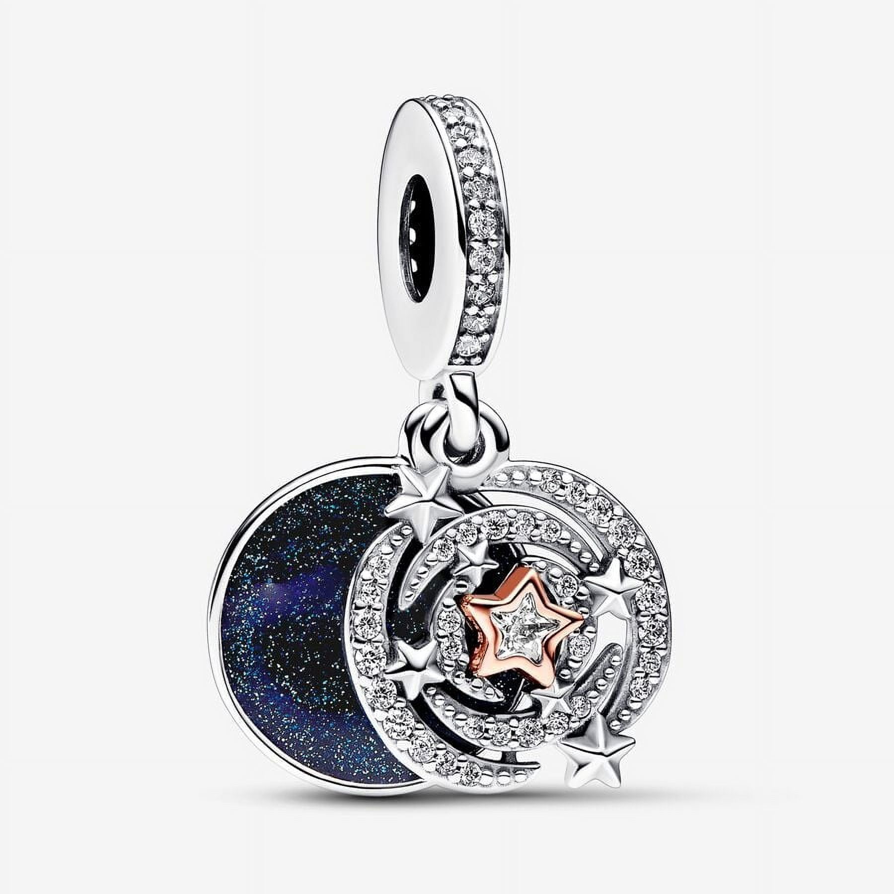 PANDORA Leaf Pandora Rose Charm With Pink Mist, Cerise And Royal 