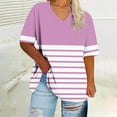 thumbnail image 2 of zbxnLI XL-5XL Women Plus Size Blouse Top V Neck Summer Short Sleeve Outfits Fashion Striped Loose Tunic Blouses, 2 of 4