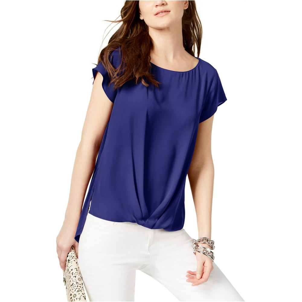 I-N-C Womens Solid Pullover Blouse, Blue, Medium - Walmart.com ...