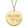 Personalized Women's Sterling Silver or Gold over Silver Graduation Class of Disc Pendant