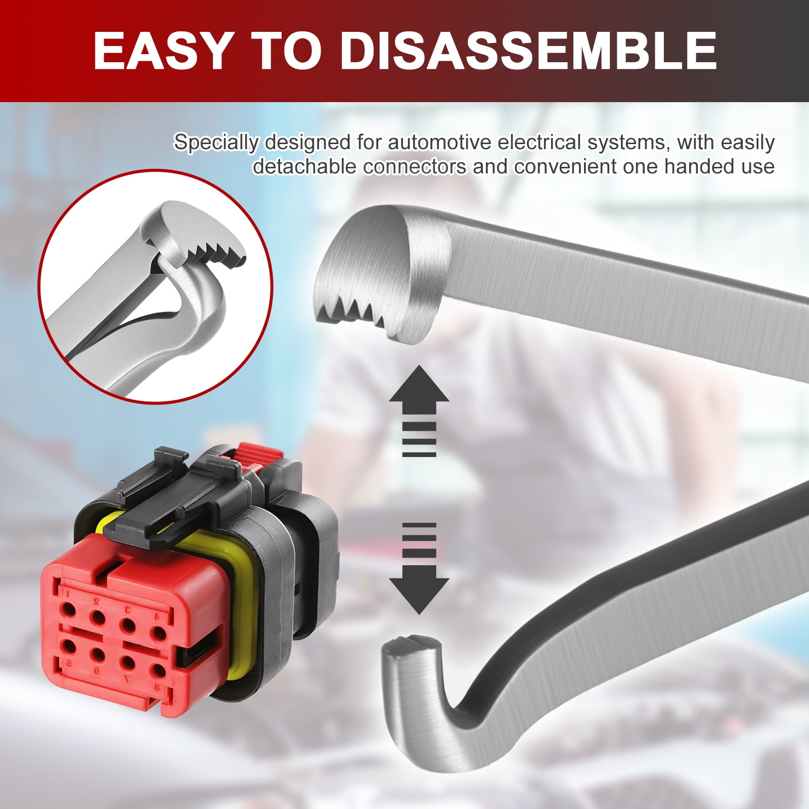 AEVXKHI Electrical Disconnect Pliers, Double Ended Electrical Connector Separator Tool, Relay Puller Pliers with 8PCS Terminal Removal Tool for Car