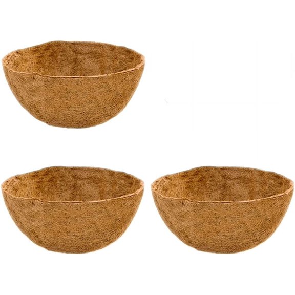 CoCopeaunt 3 Pack Hanging Basket Coco Liners Replacement,100% Natural Round Coco Liner Trough, Coconut Coir Planter for Garden Flower Pot Vegetables Herbs (Round,10 Inch)