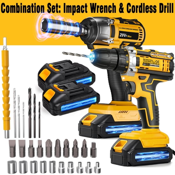Cordless Drill with 25 1 Torque & 2-Speed (0-1350/3500RPM) 4000mAh Battery for 40Min Work, 5 Protections, LED Light, for Wood/Metal Drilling & Home Repair, Includes Bits Set,for DIY And Household Pro