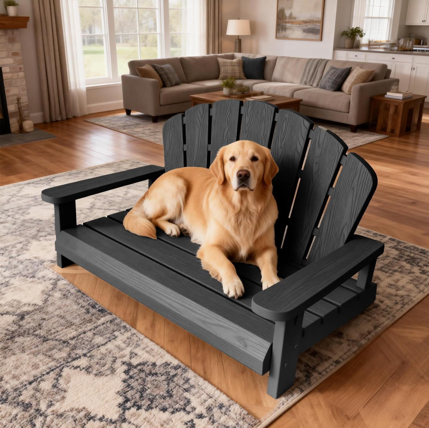 LEHOME Dog Bed - Waterproof & Washable Pet Bed, Durable Resin Comfort Design, Easy to Assemble Indestructible Bed(Black,40.24 * 30.08 * 20.04)