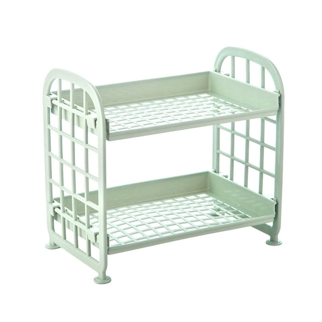 Two Layer Hollow Organizer Desktop Kitchen Bathroom Double Shelf Storage Rack