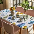 thumbnail image 3 of Watercolor Botanical Table Cloths for 6 Foot Rectangle Tables, Blue Yellow Leaves Floral Plants Spring Patio Waterproof Elastic Fitted Tablecloths, Washable Rectangular Table Cover for Camping, 3 of 8