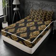 thumbnail image 2 of meiyoeat vintage Damask Floral Zipper Twin Comforter Sets with Fitted Sheet and 2 Pillowcases,Baroque Flowers Pattern Zipper Bedding Set,Black Reversible,4 Pieces, 2 of 7