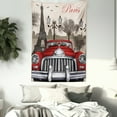 thumbnail image 3 of Retro Tapestry, European Parisian City Scenery with Old Auto Mousque and Eiffel Silhouette Art, Wall Hanging for Bedroom Living Room Dorm Decor, 40W X 60L Inches, Red Cream Grey, by Ambesonne, 3 of 5