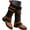 Brown, variant on Women Riding Boots, Mid Calf Combat Boots, Winter Lace Up Gothic Motorcycle Boot with Inside Zipper Non Slip Outsole