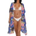 thumbnail image 3 of HELLHERO High Quality Fabrics Bathing Suit Cover Up for Resort Loose Free Size Long Kimono Swimsuit Cover Up National Seal, 3 of 5