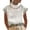 White, variant on Birdeem Womens Spring and Summer Solid Cut Out Top Casual High Neck Linen Lace Breathable T-Shirt