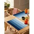 thumbnail image 3 of Farmhouse Ombre Blue Wood Placemats Set of 4 Washable Table Mats for Kitchen Dining Table, Heat-Resistant Cotton Linen Place Mats for Indoor Outdoor Parties Holiday Decoration, Summer Country Barn, 3 of 6