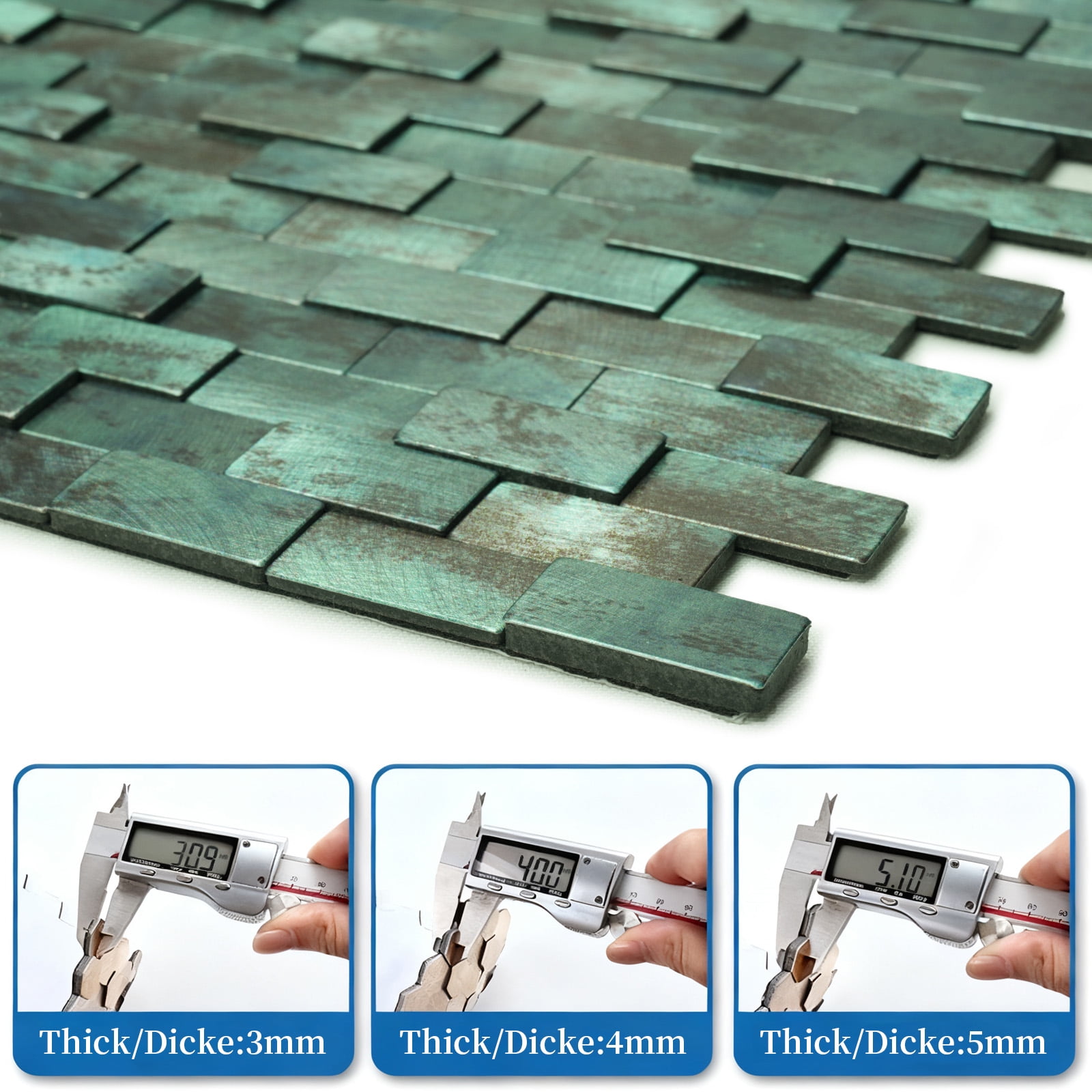 10pieces Striped and long-shaped Self-Adhesive Aluminum Composite Mosaic Peel-and-Stick Tiles No Grout, Easy DIY Backsplash & Accent Wall – Scratch, Splash & Heat-Resistant Metal Finish 11.8"x11.7"