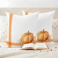 thumbnail image 3 of Fall Outdoor Waterproof Pillow Covers, Orange Pumpkin Thanksgiving Autumn Stripe Leaf Decorative Square Throw Pillowcase Sofa Cushion Sham for Patio/Couch/Chair, 24"x24" 2 Pack, 3 of 8