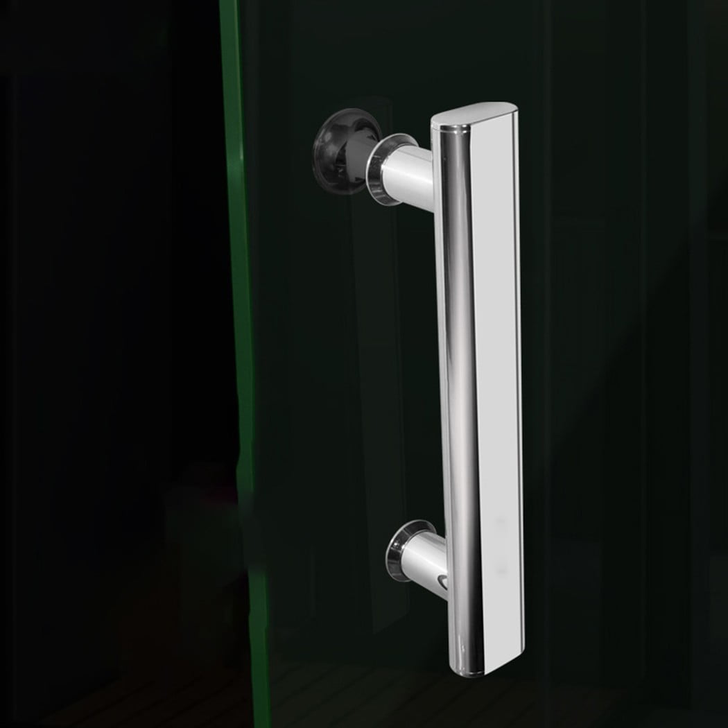 Bathroom Or Shower Glass Door Handles Pair Curved Chrome Plastic 220mm