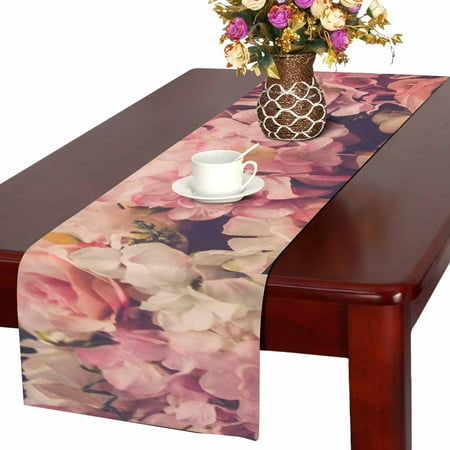 Retro Kitchen Decorations - MKHERT Retro Pink Roses Table Runner For Wedding Party Decoration Kitchen Decor Decoration 14x72 inch