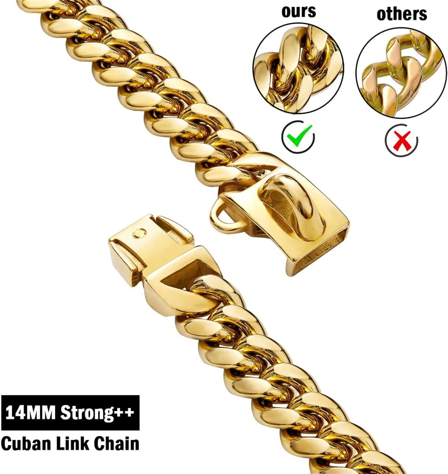 Cuban Link Dog Collar Designer Gold Chain Collar Metal Collar Luxury Dog Necklace