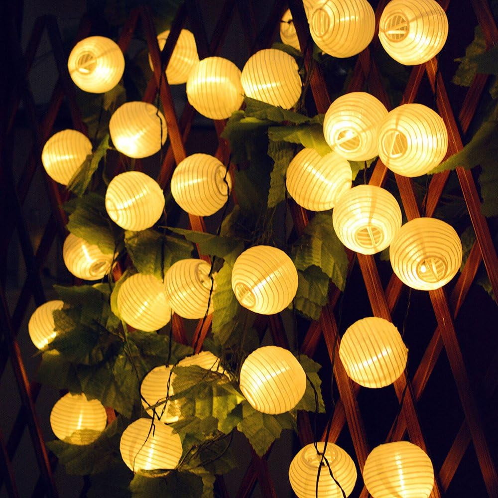 String Lights Lanterns with Lights, 20 White Lanterns, Lantern String Lights Bedroom, Solar String Lights Outdoor Waterproof,Outdoor Waterproof Lantern Weddings Parties Decorations(16 ft 20 LED)