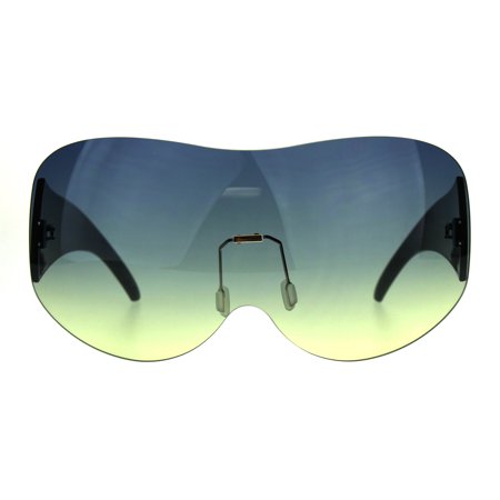 Extra Large Fighter Jet Mask Shield Pilots Sunglasses Blue Yellow