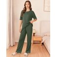 thumbnail image 3 of Conjunto de pijama Ekouaer Waffle Knit para mujer, color verde militar, 3 of 6