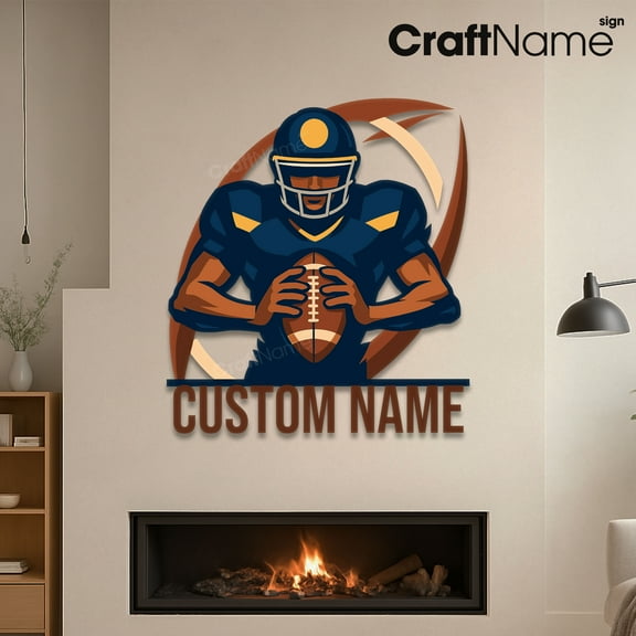 Craftnamesign Custom Football Player Metal Sign, Football Club Wall Art Decor, Gift For Him