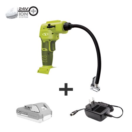 Sun Joe 24V-AJC-LTE Cordless Portable Air Compressor with Nozzle Adapters, Automatic Digital Pressure Gauge, Built-in LED Light & Case |...