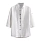 thumbnail image 2 of Blusa y camisa de manga corta con cuello alto para hombre, informal, de color liso, con botones y bolsillo, de poliéster., 2 of 3