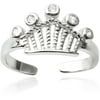 Women's CZ Sterling Silver Crown Toe Ring
