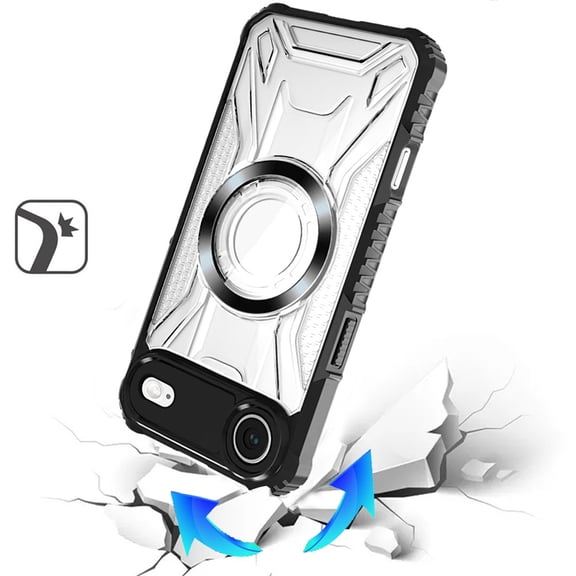 XPM for Apple iPhone 17 AIR Phone Case, Magnetic Circle Transparent Rugged Hybrid MagSafe Compatible Pattern Clear Shockproof Frame Bumper Cover for Apple iPhone 17 Air (6.6") (Black)