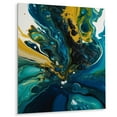 thumbnail image 2 of Designart "Liquid Dreams in Teal and Yellow II" Abstract Shapes Metal Wall Art, 2 of 5