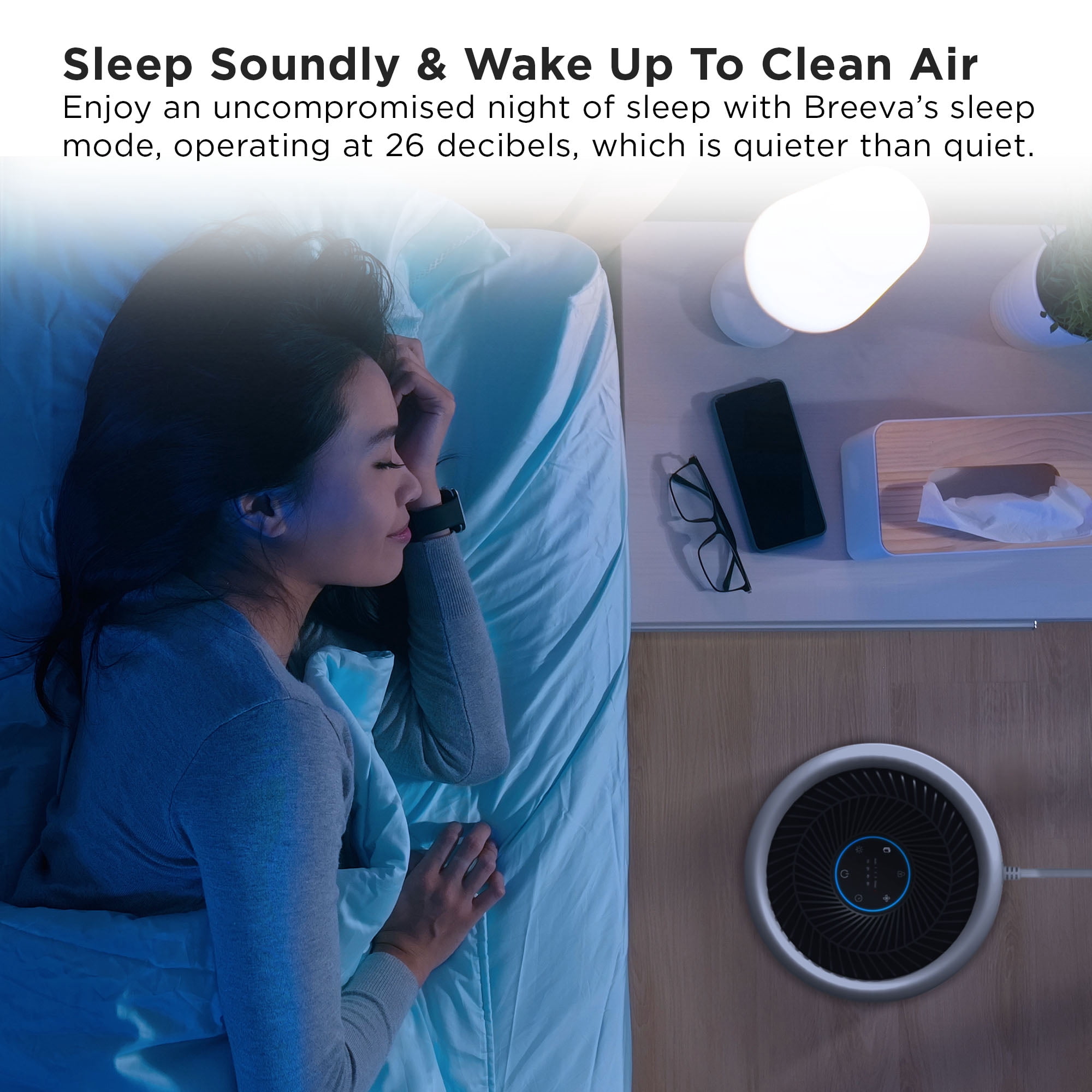 TCL Breeva A1C Air Purifier for Home, Bedroom, Up to 1015 ft², Auto Mode, H13 True HEPA Filter, Filter 99.97% Allergies, Smoke, Odor, Pet, Hair, Dust, Pollen, White (A1C14W)