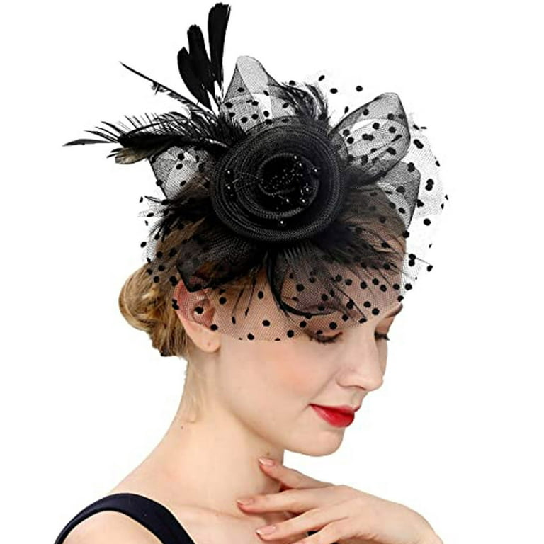 1737 Women Fascinators Hats Flower Mesh Feathers With Headband And Clip Tea Fascinators Hats for Women Tea Party Hat Headband Mesh  main image 3