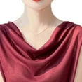 thumbnail image 6 of dazeni Women Cowl Neck Tank Tops Elegant Ruched Sleeveless Casual Shirts for Work Business Lightweight Solid Casual Travel Airports Tee Shirts Red X-Large, 6 of 6