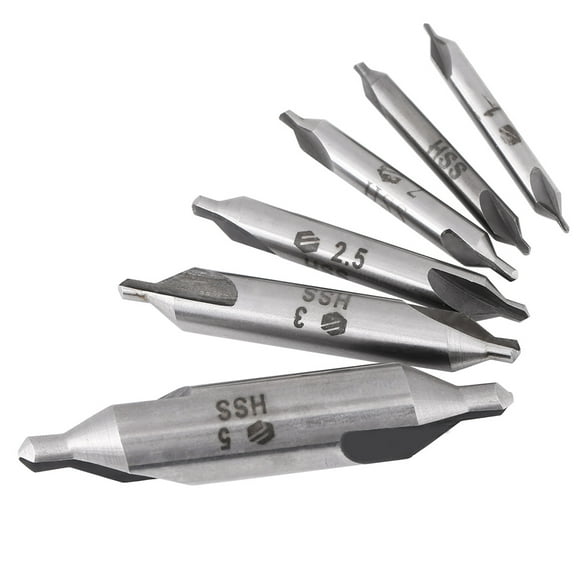 Greensen 60 Degree Center Drill, 6pcs 1/1.5/2/2.5/3/5mm 60 Degree HSS Center Drill Bits Centering Drills Set, Centering Drills