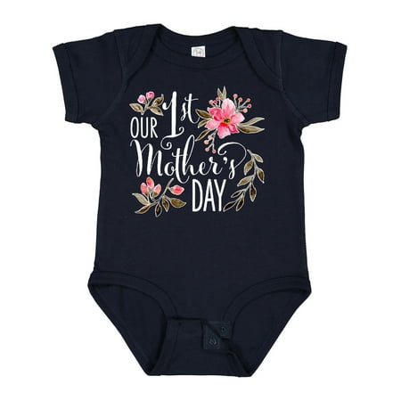 

Inktastic Our First Mother s Day- Pink Flowers Gift Baby Boy or Baby Girl Bodysuit