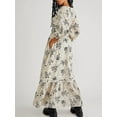 thumbnail image 3 of Liacowi Women’s Bohemian Floral Dress Summer Half Sleeve V Neck Shirred Waist A-Line Dress Long Flowy Dress, 3 of 5