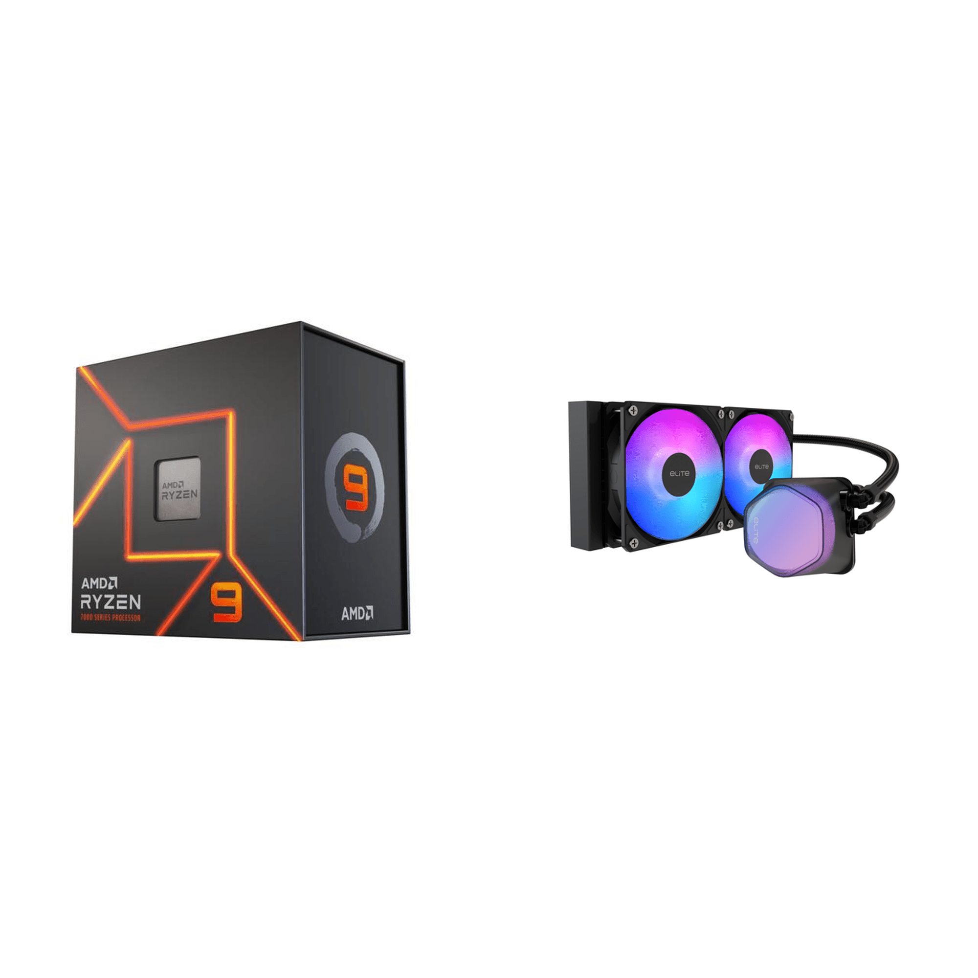 Ryzen 9 7900X Desktop Processor & Cooler Master Elite Liquid 240 Cooling Fan Bundle